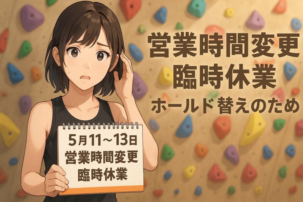 【5/11〜5/13】営業時間変更・臨時休業のお知らせ｜ホールド替え実施のため