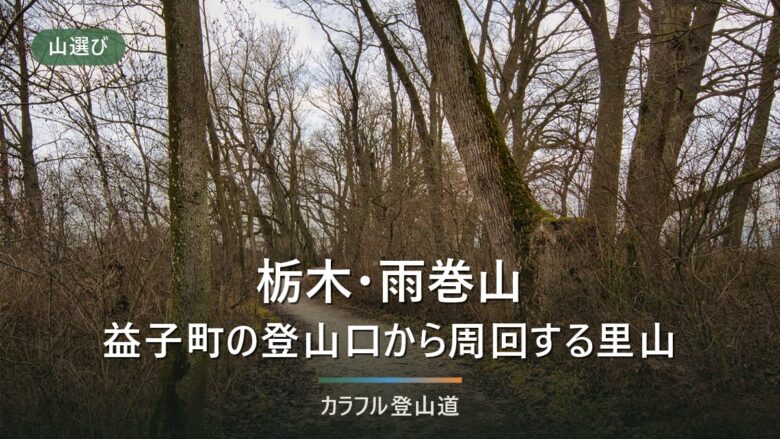 雨巻山533.3mは大川戸の約50台の駐車場から|益子町の地図の区間時間と冬の下山時刻