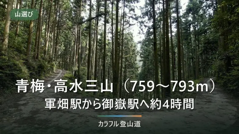 軍畑駅から御嶽駅へ約4時間｜高水三山（高水山・岩茸石山・惣岳山）の区間時間と冬の出発時刻
